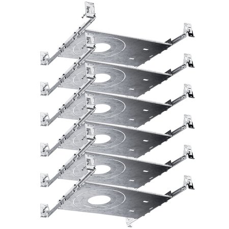 LUXRITE Shallow Recessed Housing Mounting Plate 3-4-6 Inch LED Recessed Kits Extendable Bars ETL 6-Pack LR41002-6PK